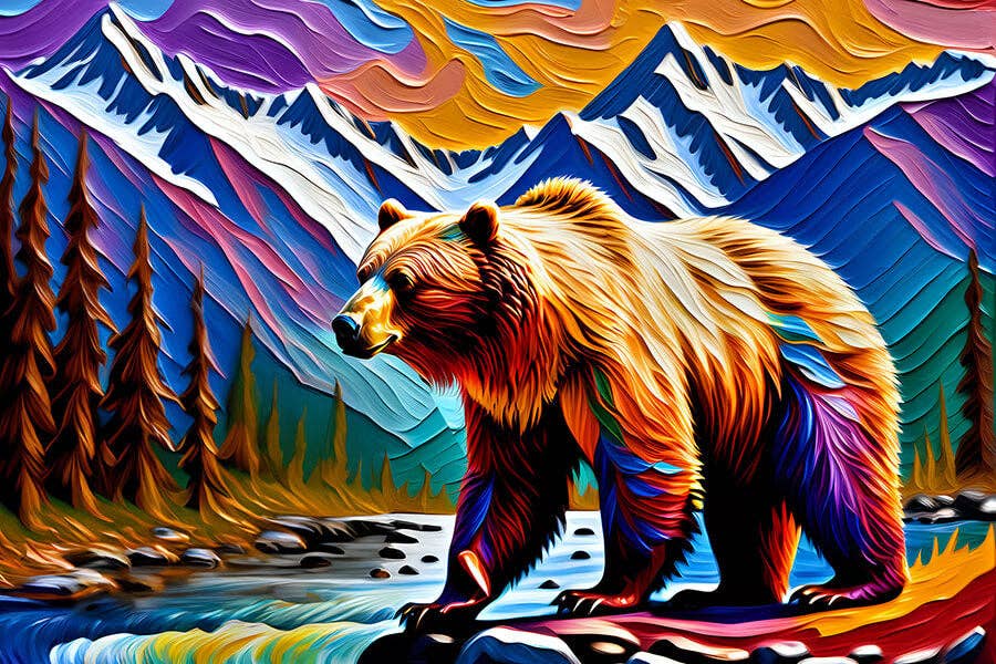Colorful Bear - Grizzly mountain jigsaw puzzle cub gift him - Saltire Games