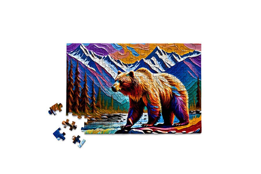 Colorful Bear - Grizzly mountain jigsaw puzzle cub gift him - Saltire Games