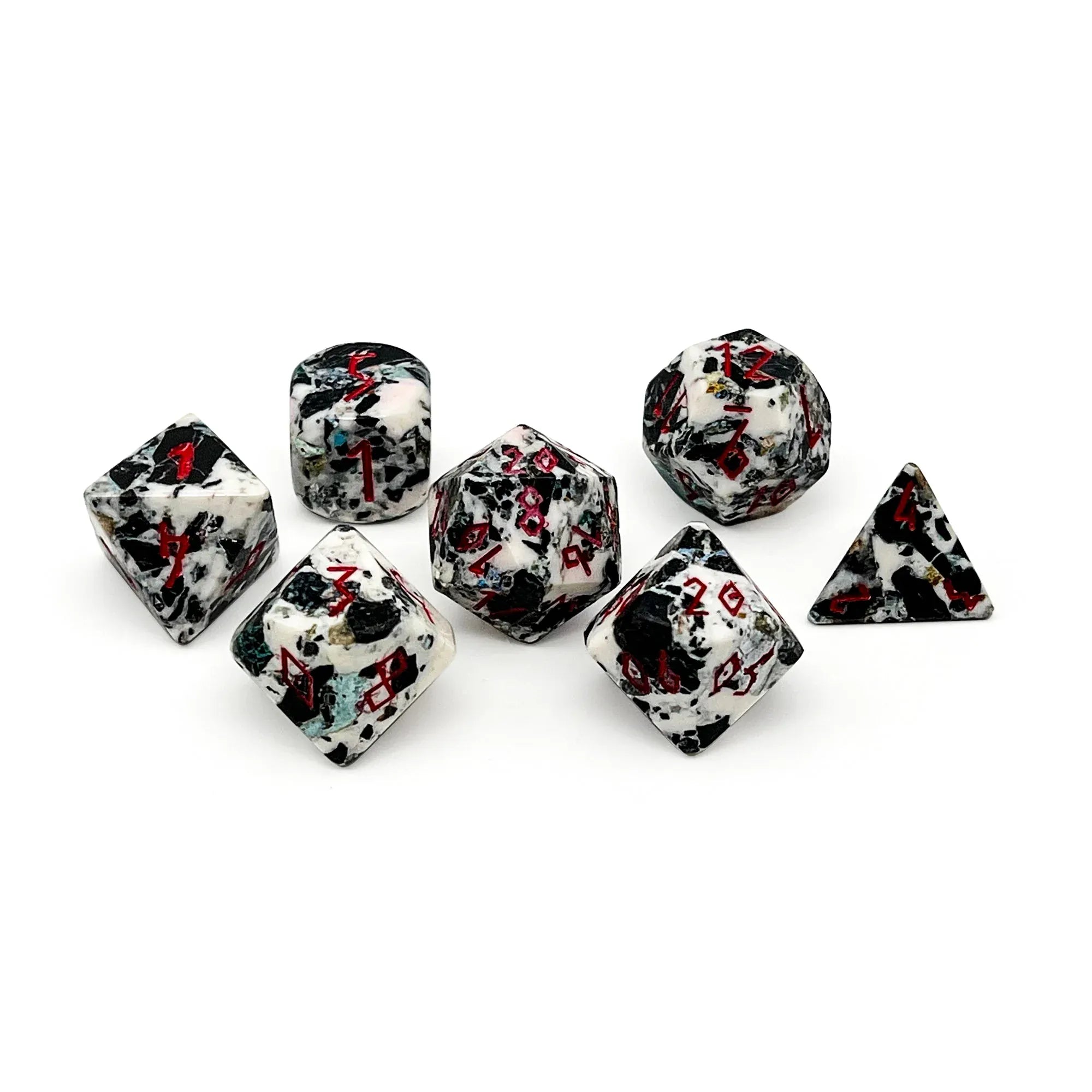 Dice - Gemstone Norse Foundry Black Variscite Opal - 7 Piece RPG Set TruStone Dice