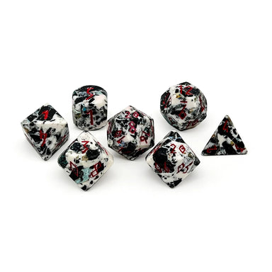 Dice - Gemstone Norse Foundry Black Variscite Opal - 7 Piece RPG Set TruStone Dice
