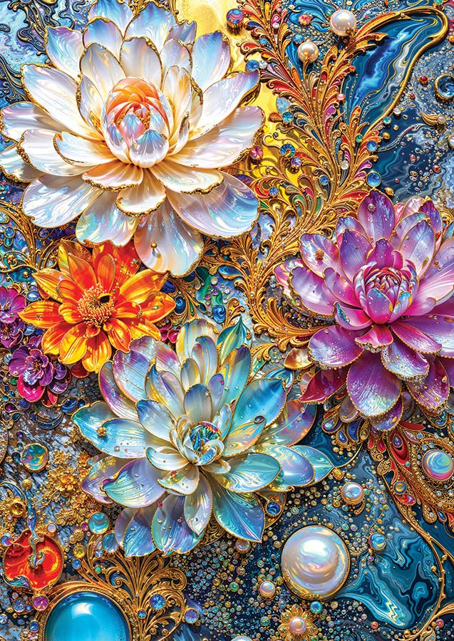 Pearlescent Waterlilies 1000pc Enjoy Puzzle - Saltire Games