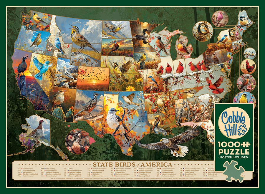 Puzzles - Jigsaw - Accessories Outset Games and Cobble Hill Puzzles State Birds of America 1000-Piece Puzzle