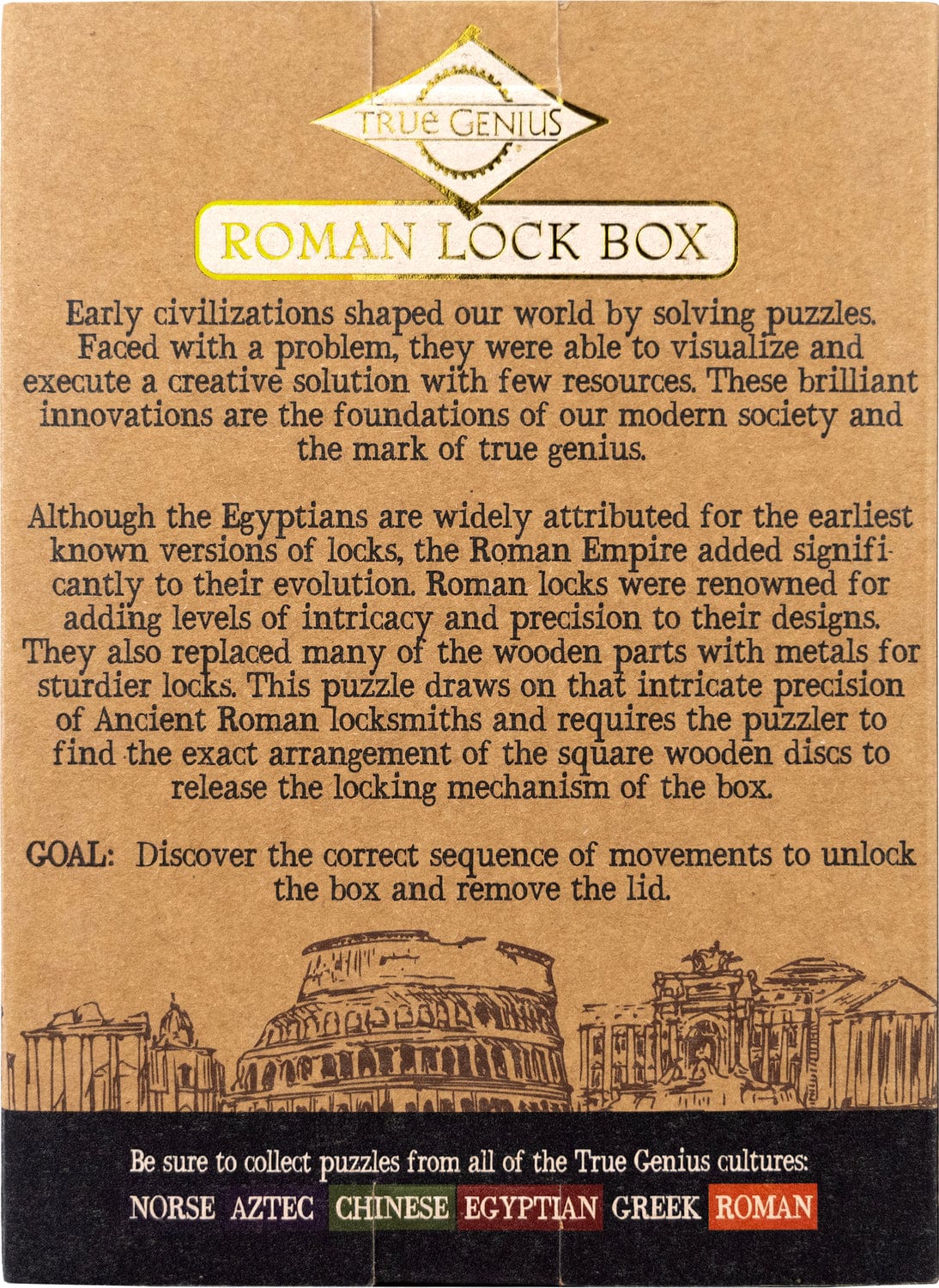 Roman Lock Box - Secret Gift Box Puzzle - Saltire Games