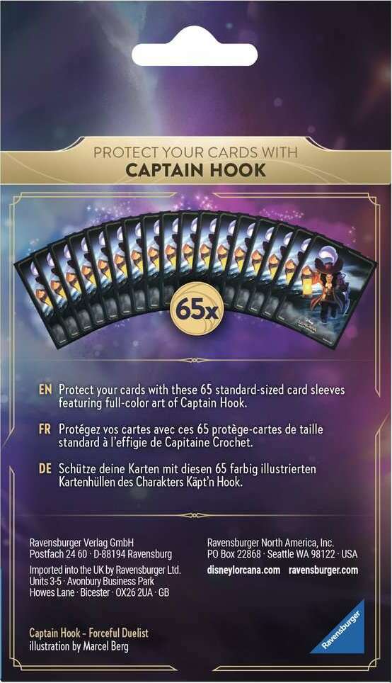 Disney Lorcana The First Chapter Captian Hook Card Sleeves - Saltire Games