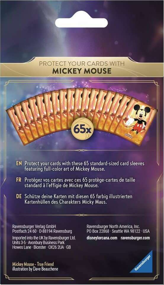 Disney Lorcana The First Chapter Mickey Mouse Card Sleeves - Saltire Games