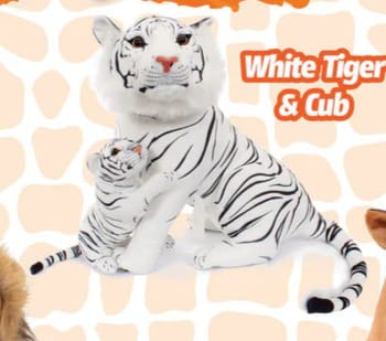 Toys - Plush Real Planet White Tiger and Cub 24"