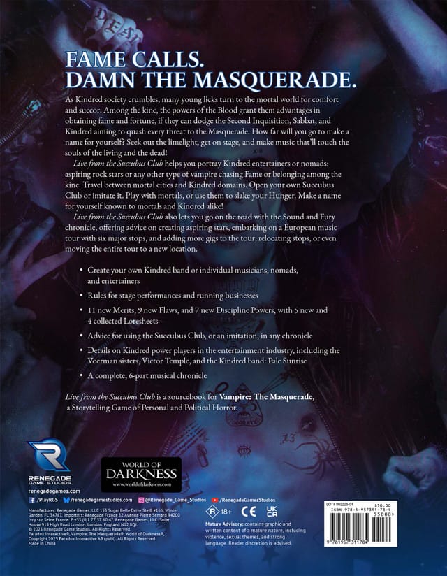 Live from the Succubus Club Sourcebook - Saltire Games