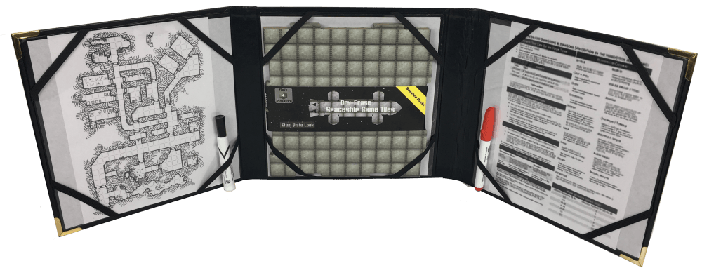 Three-panel faux leather DM screen / accessories folder - Saltire Games