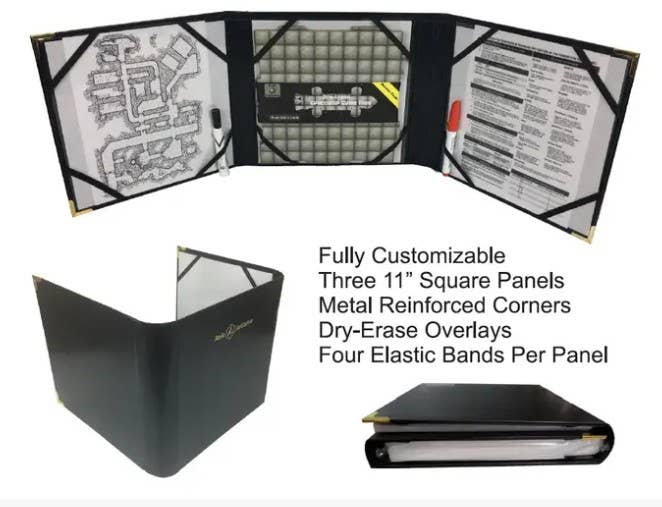 Three-panel faux leather DM screen / accessories folder - Saltire Games