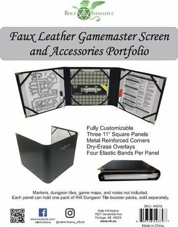 Three-panel faux leather DM screen / accessories folder - Saltire Games