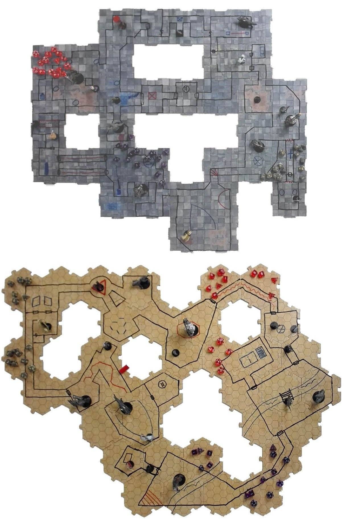Dry Erase Dungeon Tiles, various colors, shapes, and sizes - Saltire Games