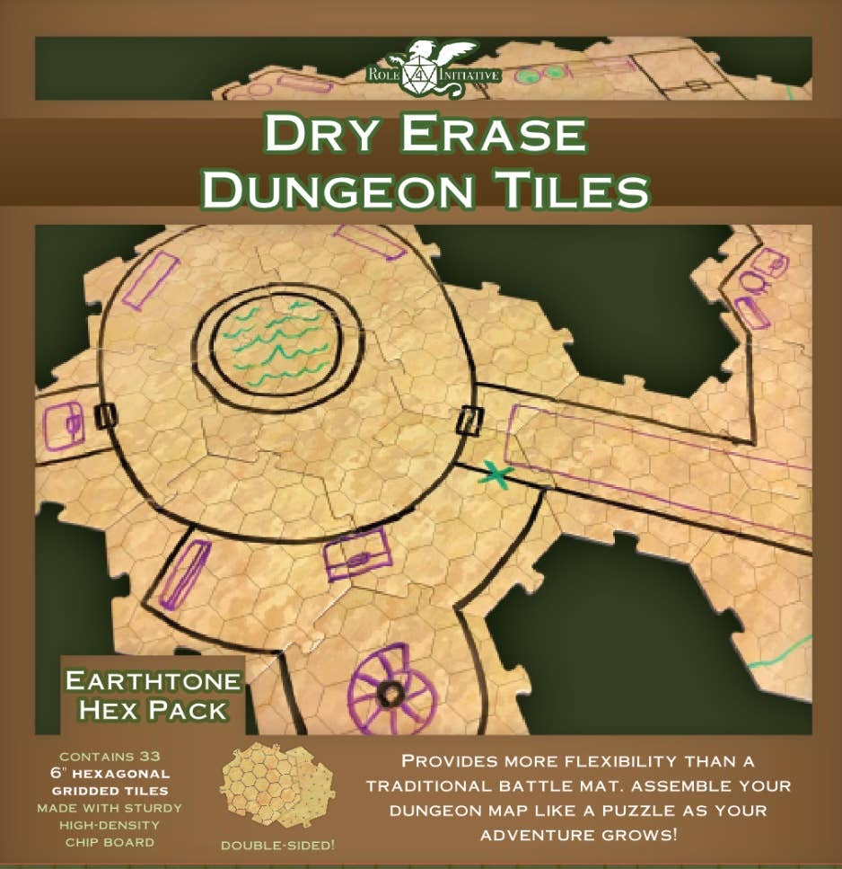 Dry Erase Dungeon Tiles, various colors, shapes, and sizes - Saltire Games