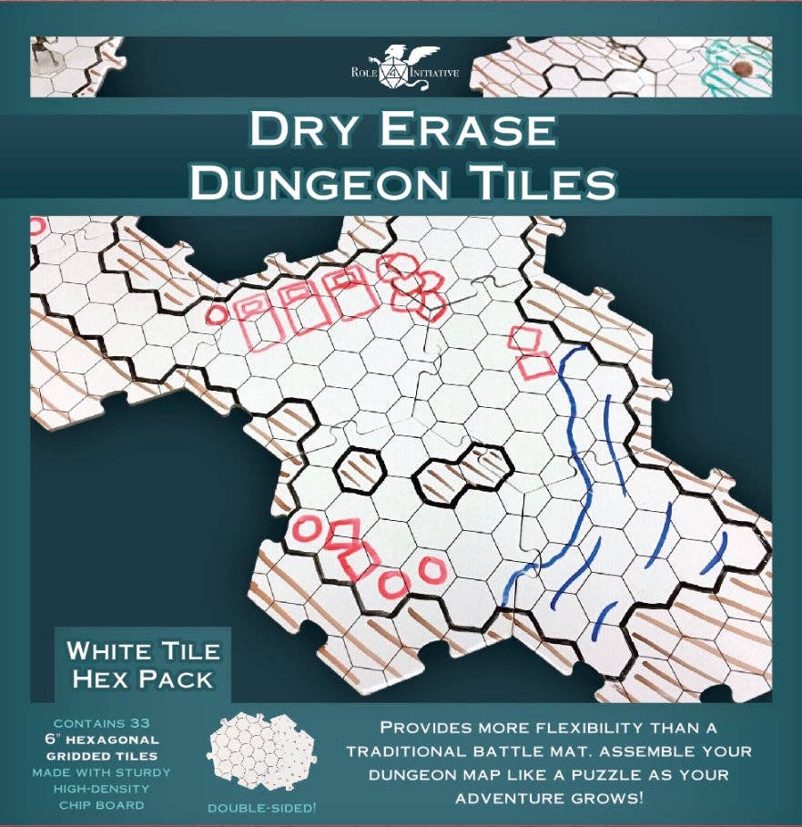 Dry Erase Dungeon Tiles, various colors, shapes, and sizes - Saltire Games
