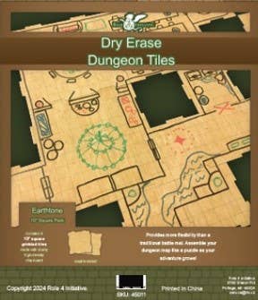 Dry Erase Dungeon Tiles, various colors, shapes, and sizes - Saltire Games