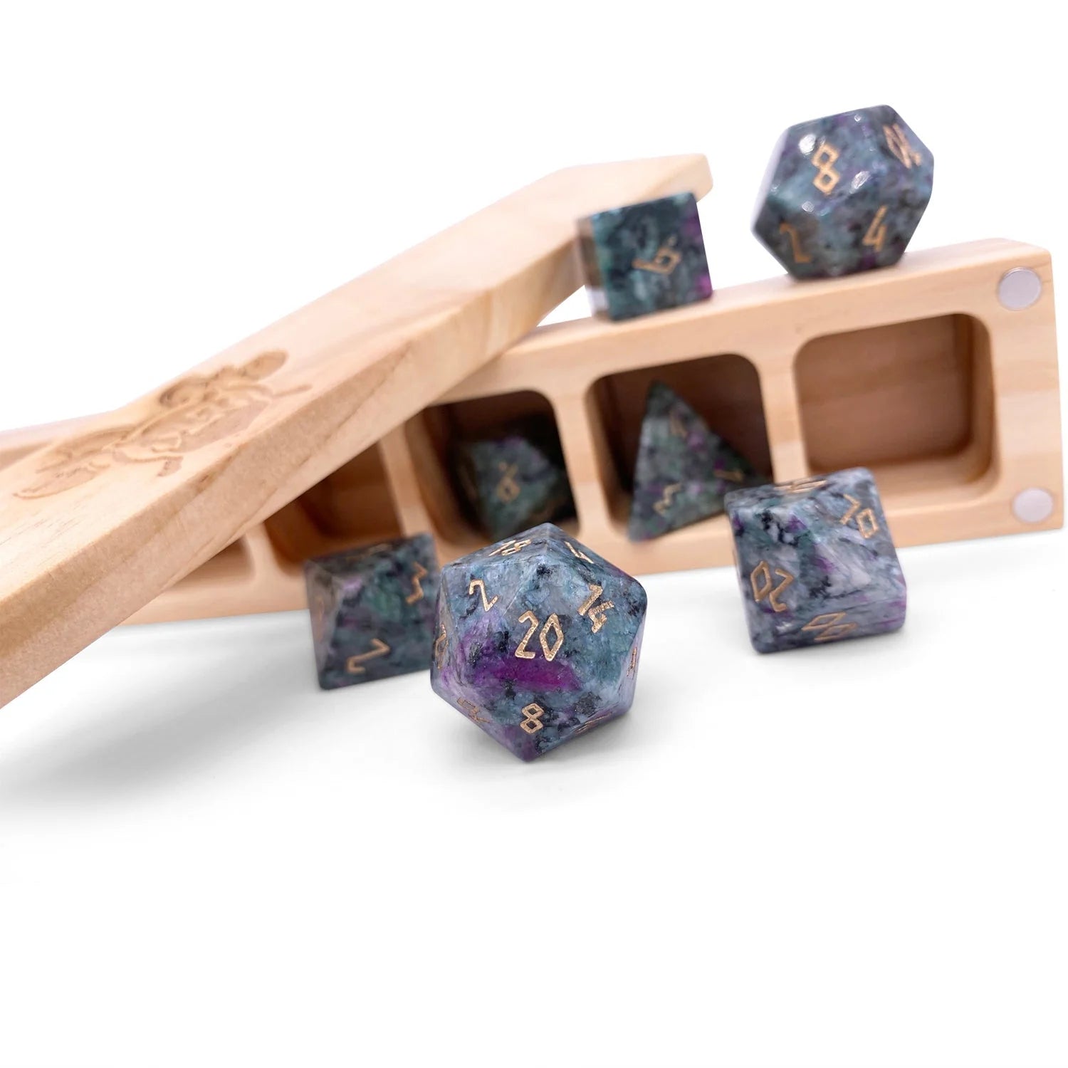 Ruby Zoisite - 7 Piece RPG Set Gemstone Dice - Saltire Games