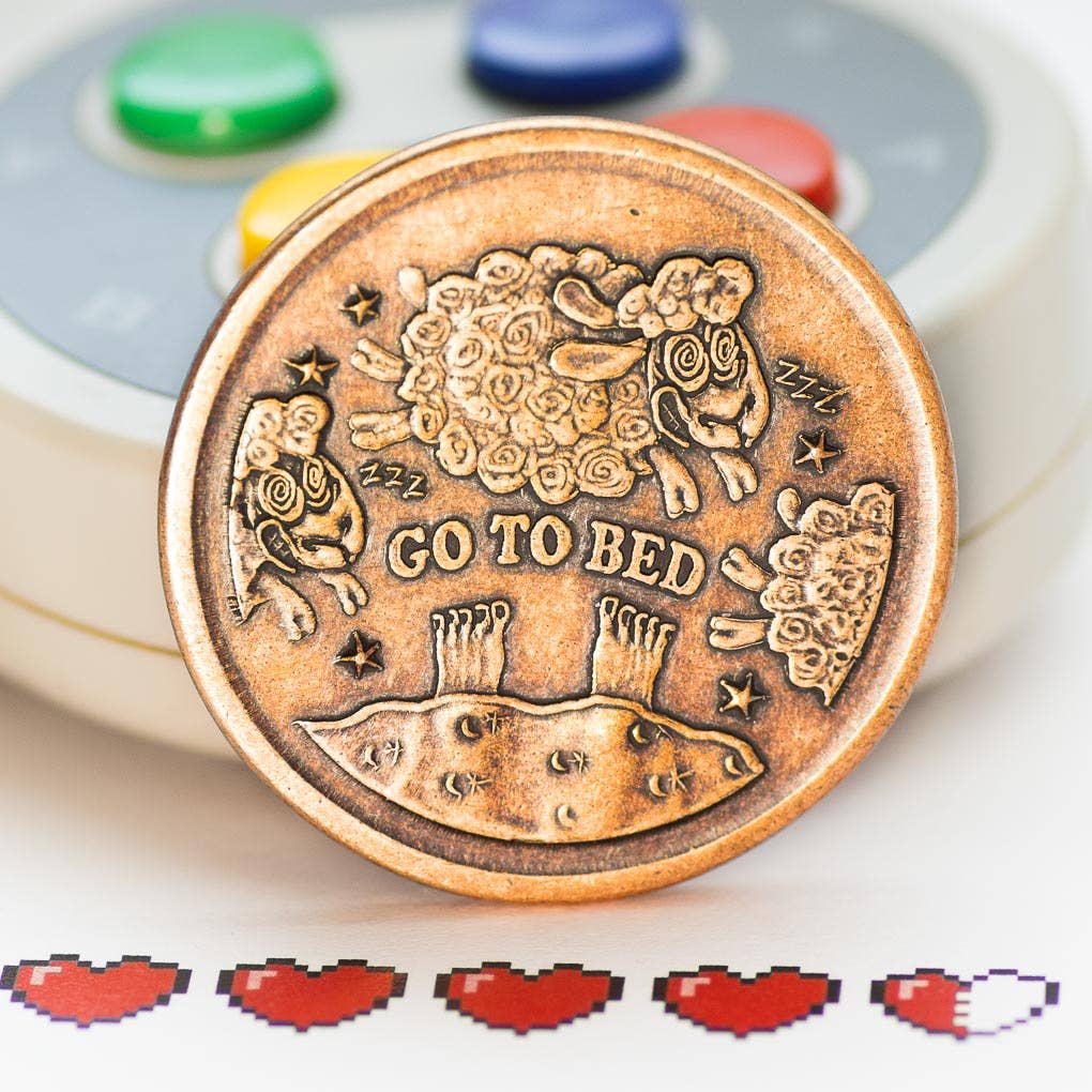 One More Game / Go to Bed Copper Decision Maker Coin - Saltire Games