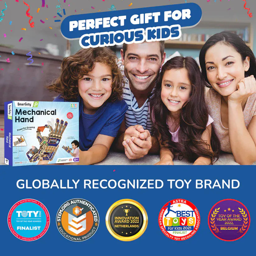 Robotic Mechanical Hand | Build-It-Yourself STEAM Toy | FREE Custom Stickers | 8 + Years - Saltire Games