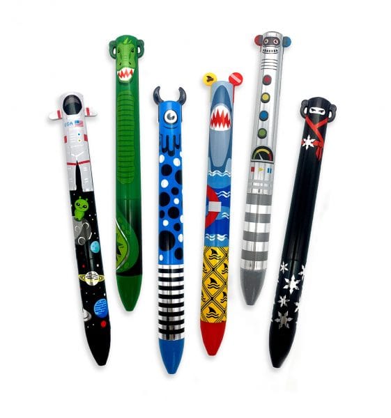 2 color click pens – metallic - Saltire Games