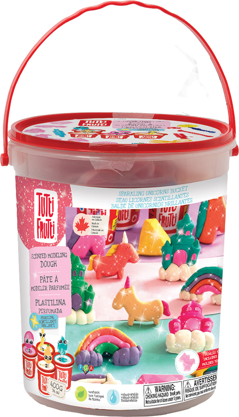 Tutti Frutti Dough Kit - Sparkling Unicorns Bucket - Saltire Games