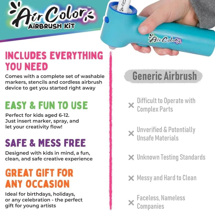 Air Color Airbrush Kit, Includes 10 Dual-Tip Markers - Saltire Games