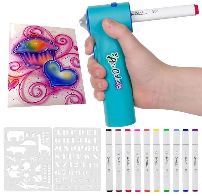 Air Color Airbrush Kit, Includes 10 Dual-Tip Markers - Saltire Games