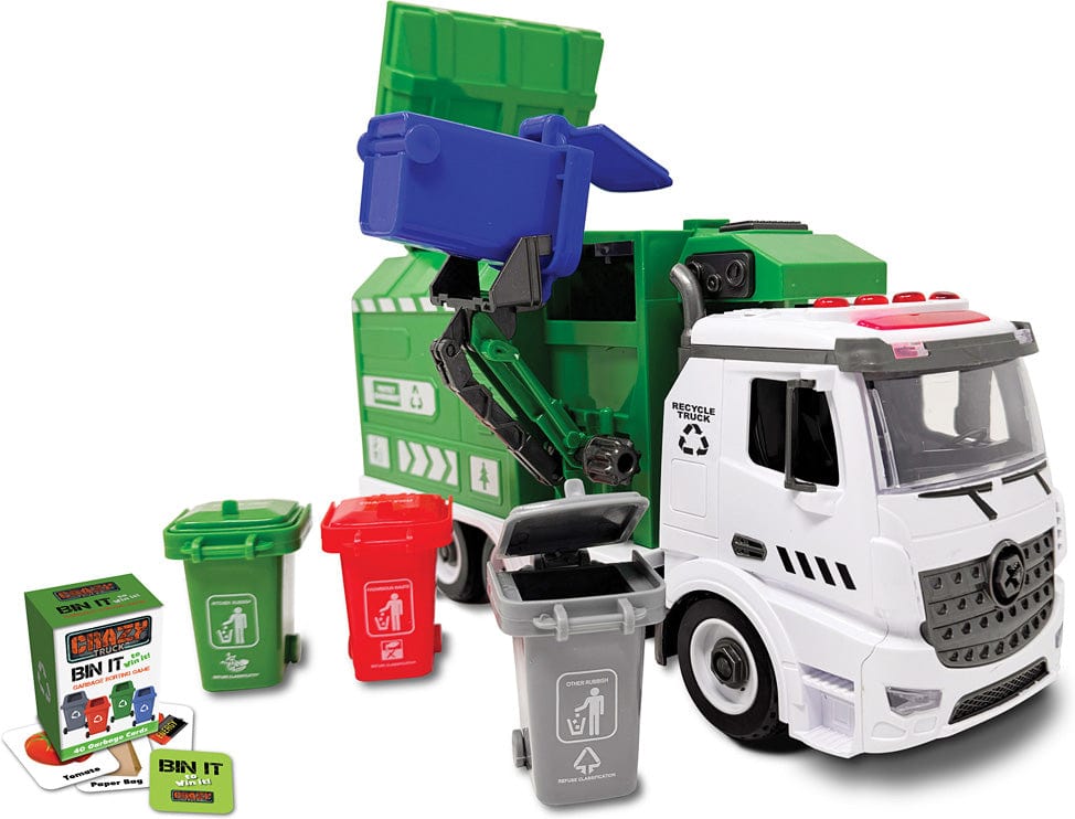 Crazy Truck Green Garbage Recycling Truck with Lights & Sound - Saltire Games