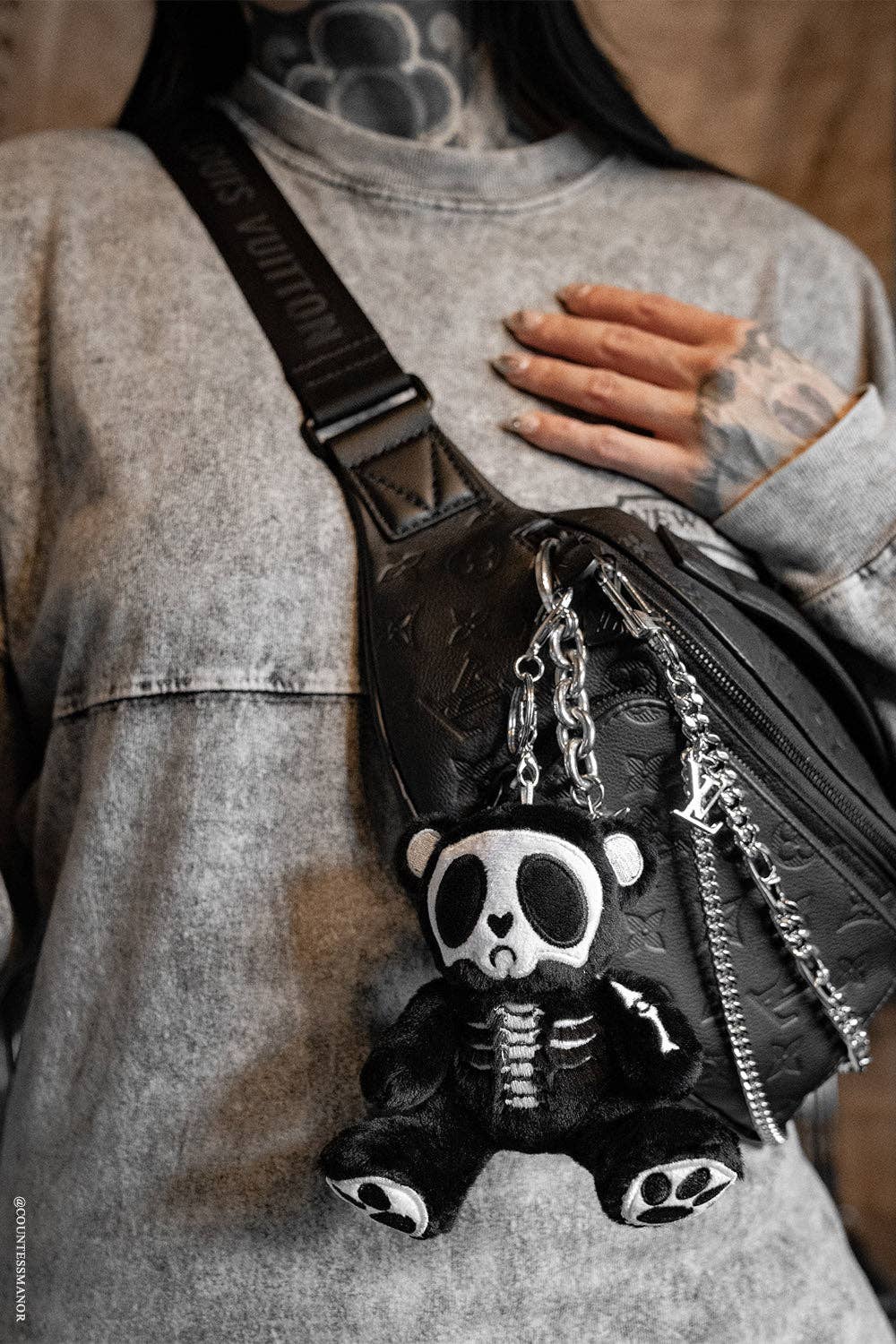 vampirefreaks Grumpy Bones Bear Plush Keychain