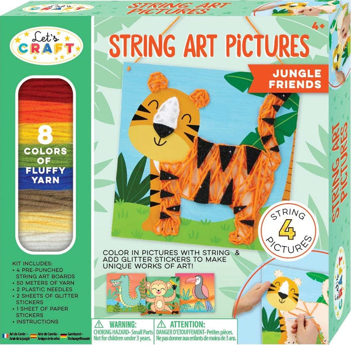 Let’s Craft String Art Pictures Jungle Friends Lacing Activity Set - Saltire Games