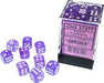 Borealis Purple/white Luminary 12mm d6 Dice Block (36 dice) - Saltire Games
