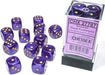 Borealis® 16mm D6 Royal Purple/gold Luminary™ Dice Block™ (12 dice) - Saltire Games