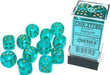 Borealis® 16mm D6 Teal/gold Luminary™ Dice Block™ (12 dice) - Saltire Games