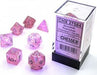 Borealis Pink/silver Luminary Polyhedral 7-Die Set - Saltire Games