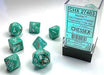Marble Polyhedral Oxi-Copper™/white 7-Die set - Saltire Games