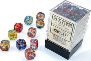 Nebula® 12mm D6 Primary™/blue Luminary™ Dice Block™ (36 dice) - Saltire Games