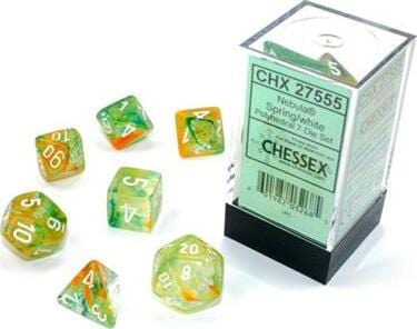 Nebula® Polyhedral Spring/white Luminary™ 7-Die Set - Saltire Games