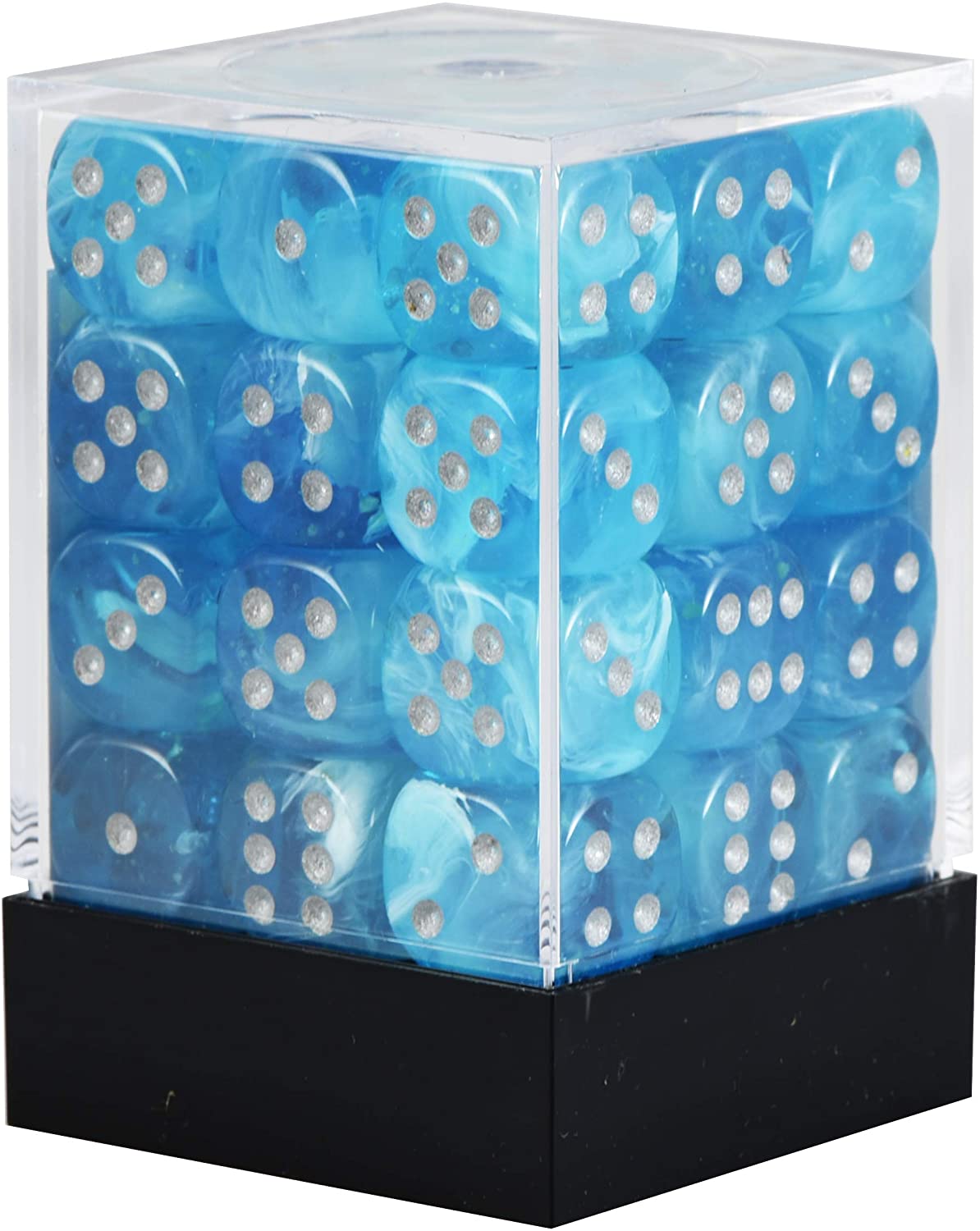 Luminary™ 12mm D6 Sky/silver Dice Block™ (36 dice) - Saltire Games
