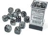 Borealis® 16mm D6 Light Smoke/silver Luminary™ Dice Block™ (12 dice) - Saltire Games