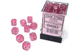 Borealis Pink/silver Luminary 12mm d6 Dice Block (36 dice) - Saltire Games