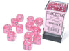 Borealis® 16mm D6 Pink/silver Luminary™ Dice Block™ (12 dice) - Saltire Games