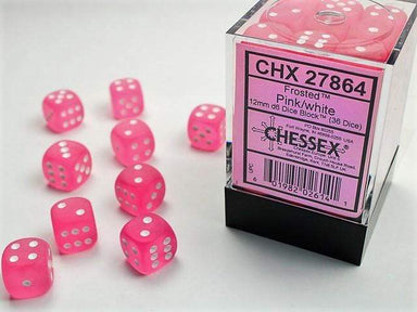 Frosted Pink White 12mm d6 set - Saltire Games