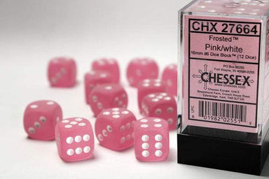 Frosted Pink White 16mm d6 set - Saltire Games