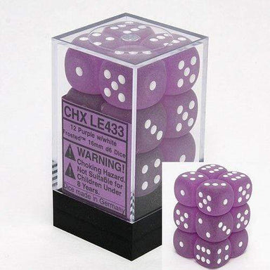 Frosted Purple White 16mm d6 - Saltire Games