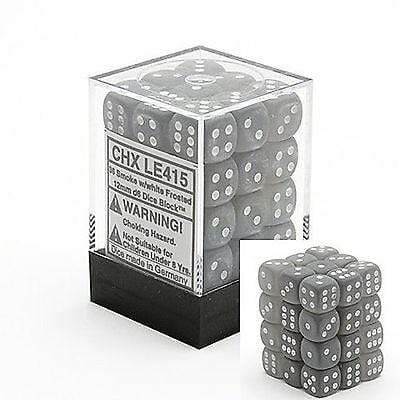 Frosted Smoke White 12mm d6 set - Saltire Games