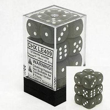 Frosted Smoke White 16mm d6 set - Saltire Games