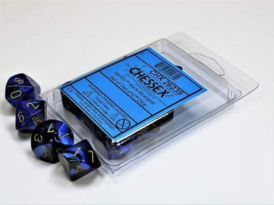 Gemini Black Gold Blue d10 set - Saltire Games