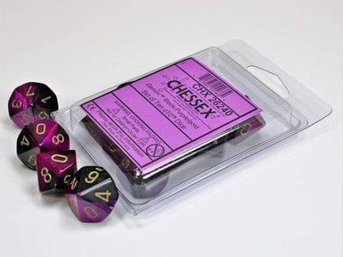 Gemini Black Purple Gold d10 set - Saltire Games