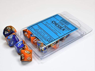 Gemini Blue Orange White d10 set - Saltire Games