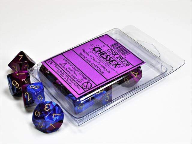 Gemini Blue Purple Gold d10 set - Saltire Games