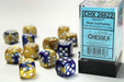 Gemini® 16mm D6 Blue-Gold/white Dice Block™ (12 dice) - Saltire Games