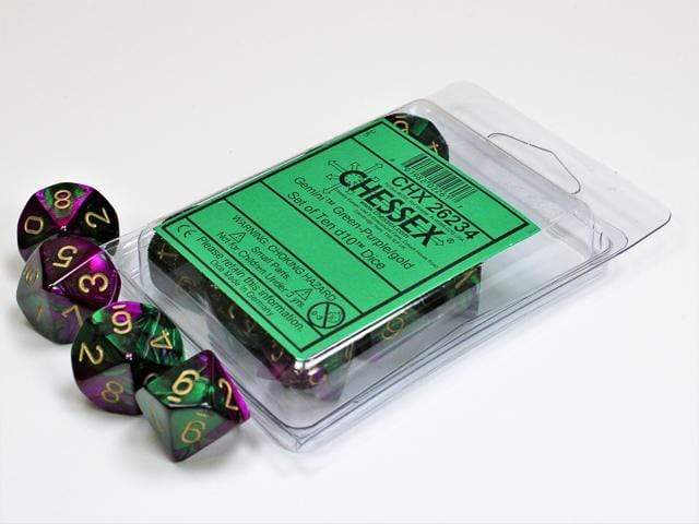 Gemini Green Purple Gold d10 set - Saltire Games